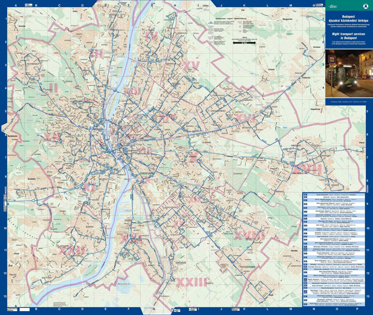 budapest, Nacht-bus-Karte