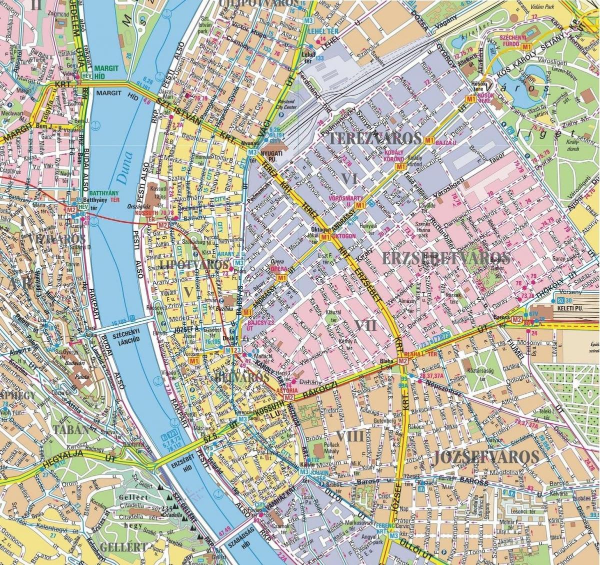 Karte der Bezirke in budapest