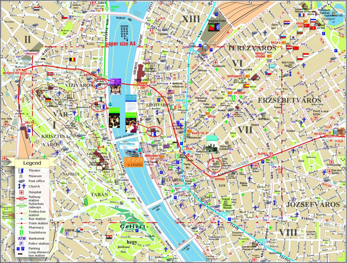 budapest top-Sehenswürdigkeiten Landkarte