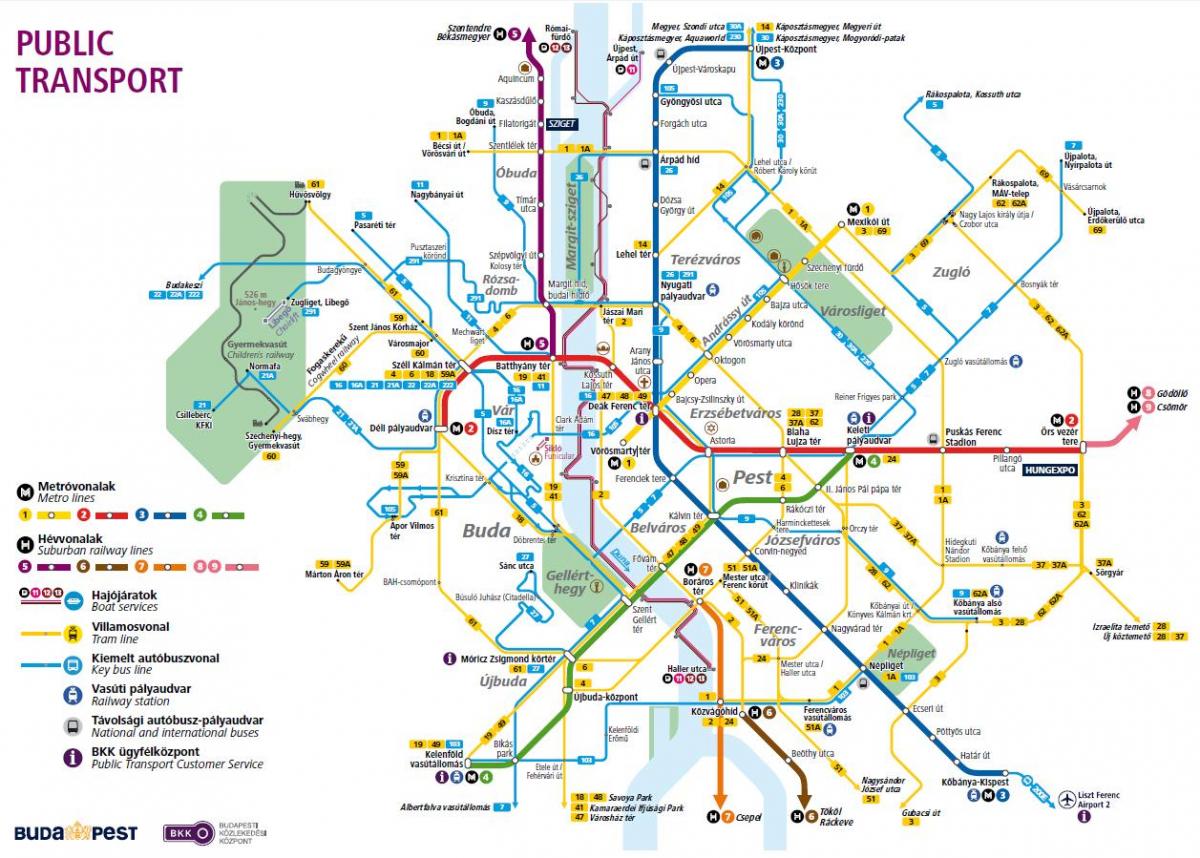 budapest, bus Linien Karte