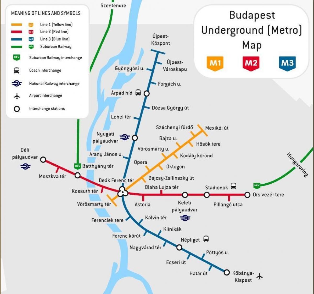 Straßenbahnlinie 2, budapest Karte