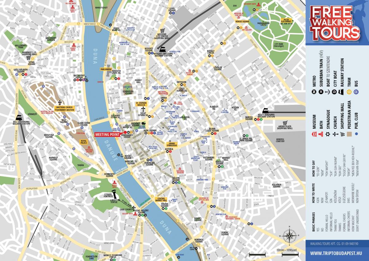Karte von budapest zu Fuß
