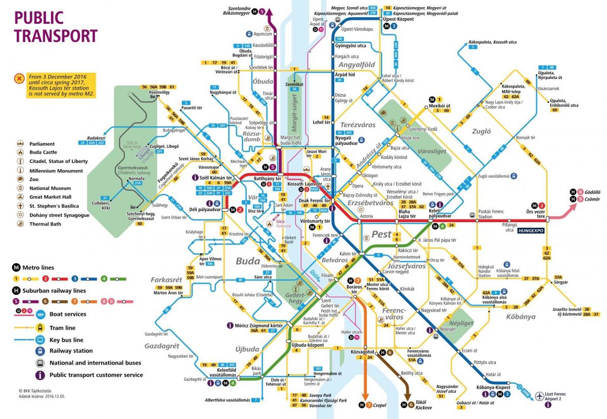 Karte von budapest öffentliche Verkehrsmittel